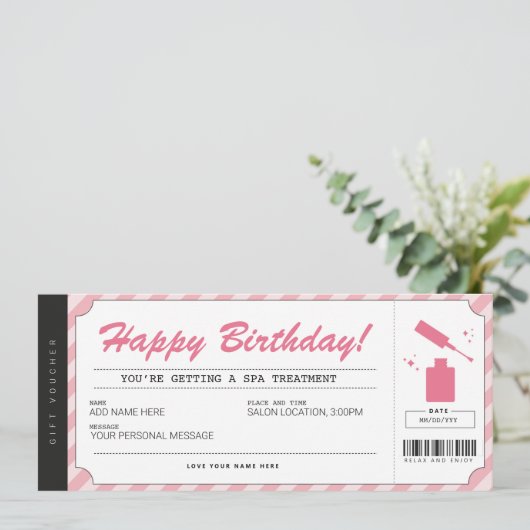 Manicure Pink Gift Voucher Certificate Kaart (Staand voorkant)
