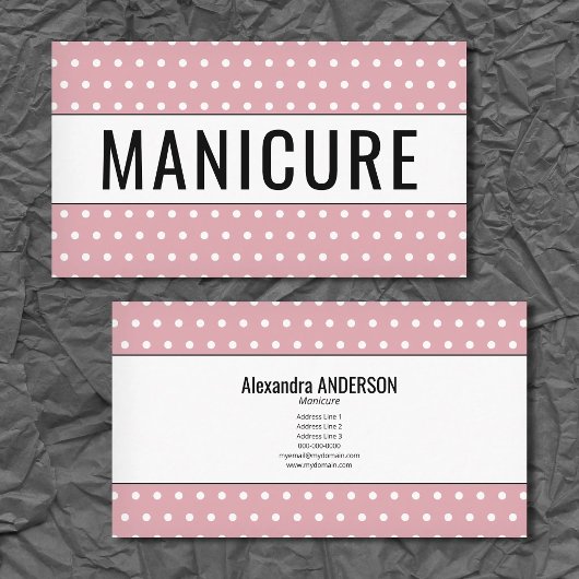 Manicure - Roze Stippen Visitekaartje