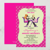 Manicure Spa Sweet Sixteen Uitnodiging (Voorkant / Achterkant)