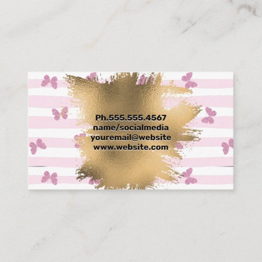 manicure | Stripes Vlinders | goudfolie Afsprakenkaartje (Achterkant)