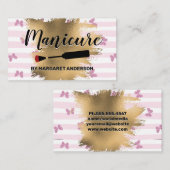 manicure | Stripes Vlinders | goudfolie Afsprakenkaartje (Voorkant / Achterkant)