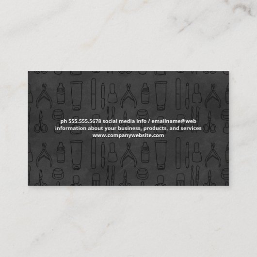 Manicure Tools Pattern Visitekaartje (Achterkant)