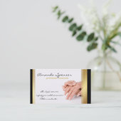 Manicure Zwart & Goud Grens Wit Visitekaartje (Staand voorkant)
