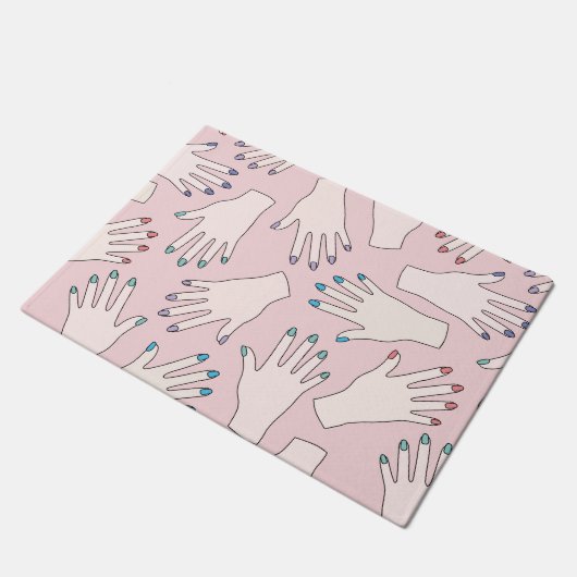 Manicured Hands Nail Studio Pink Pastel Patroon Deurmat (Schuin)