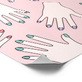 Manicured Hands Nail Studio Pink Pastel Patroon Poster (Hoek)