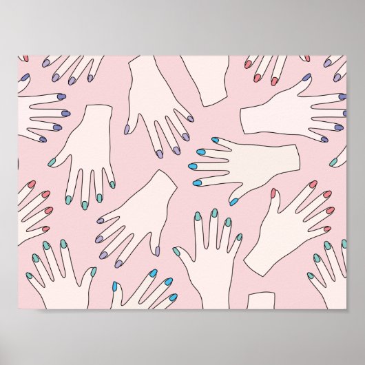 Manicured Hands Nail Studio Pink Pastel Patroon Poster (Voorkant)