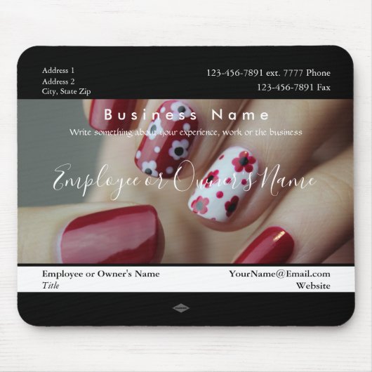 Manicured Nails Promo Business Photo Mousepad Muismat (Voorkant)