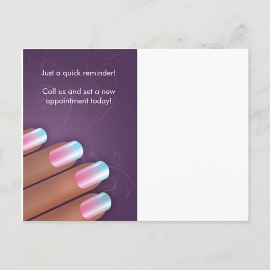 Manicurist Appointment Herinneringskaart Postcarrd Aankondigingskaart (Achterkant)