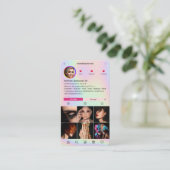 Manicurist Holografisch Roze Instagram Modern Visitekaartje (Staand voorkant)