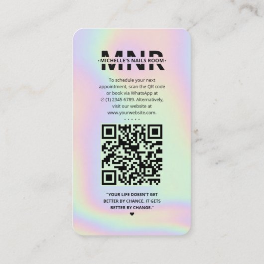 Manicurist Holografisch Roze Instagram Modern Visitekaartje (Achterkant)