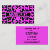 Manicurist Hot Pink Damask Visitekaartje (Voorkant / Achterkant)