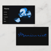 Manicurist in het zwart en blauw visitekaartje (Voorkant / Achterkant)