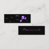 Manicurist in het zwart en Paars Mini Visitekaartje (Voorkant / Achterkant)