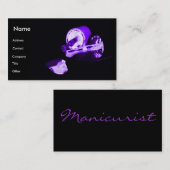 Manicurist in het zwart en Paars Visitekaartje (Voorkant / Achterkant)