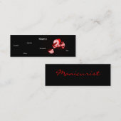 Manicurist in zwart-wit en rood mini visitekaartje (Voorkant / Achterkant)