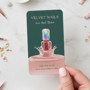 Manicurist Kunstenaar Nagel Tech Donkergroen Blush Visitekaartje
