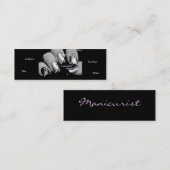 Manicurist nagels in zwart en wit mini visitekaartje (Voorkant / Achterkant)