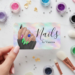 Manicurist Nagelstylist Stijlvolle Opale Iridisere Visitekaartje