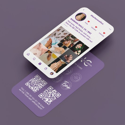 Manicurist Nail Artist Tech IG Dusty Paarse Visitekaartje