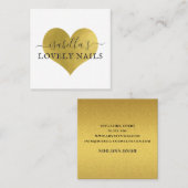 Manicurist Nail Salon Gold Foil Heart Script Vierkante Visitekaartje (Voorkant / Achterkant)