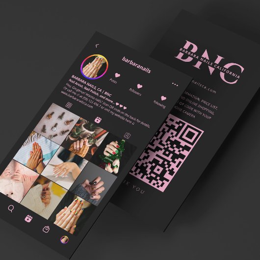 Manicurist Nail Tech Pink Black Instagram  Visitekaartje