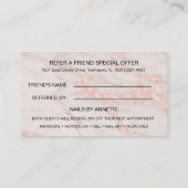 Manicurist Nail Tech Refer a Friend Rose Gold Visitekaartje (Achterkant)