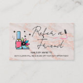 Manicurist Nail Tech Refer a Friend Rose Gold Visitekaartje (Voorkant)