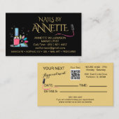 Manicurist Nail Technician Zwart Goud Naam Visitekaartje (Voorkant / Achterkant)