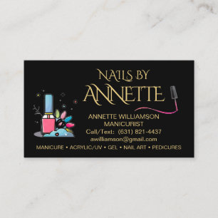 Manicurist Nail Technician Zwart Goud Naam Visitekaartje