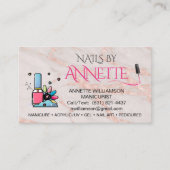 Manicurist Nail-technicus Blush Roos Marmer Visitekaartje (Voorkant)
