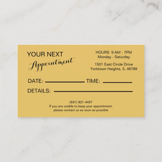 Manicurist Nail-technicus Gold Accent Visitekaartje (Achterkant)