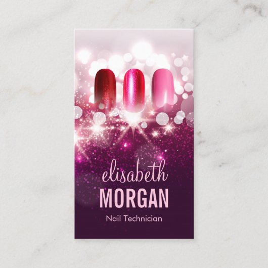 Manicurist Nail-technicus - Roze schoonheidsglitte Visitekaartje (Voorkant)