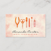 Manicurist Nail Tools | Waterverf achtergrond Visitekaartje (Voorkant)