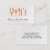 Manicurist Nail Tools | Witte lederen achtergrond Visitekaartje (Voorkant / Achterkant)