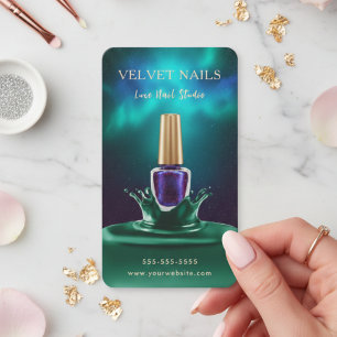 Manicuriste Artiest Nagel Donkergroen Navyblauw Ch Visitekaartje