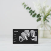 Manicuristische nagels in zwart-wit visitekaartje (Staand voorkant)