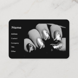 Manicuristische nagels in zwart-wit visitekaartje