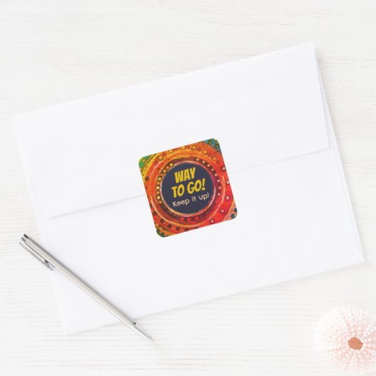 Manier om te gaan Leuk Kleurrijke Student Teacher Vierkante Sticker (Envelop)