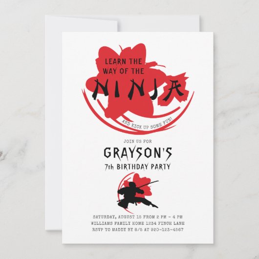 Manier van de Birthday Party van Ninja Kaart (Voorkant)