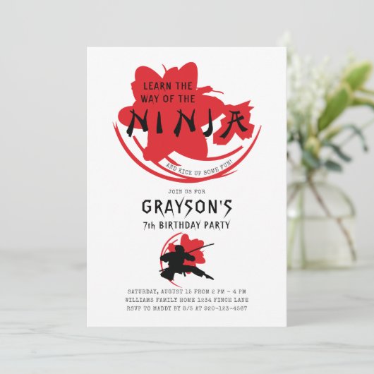 Manier van de Birthday Party van Ninja Kaart (Staand voorkant)