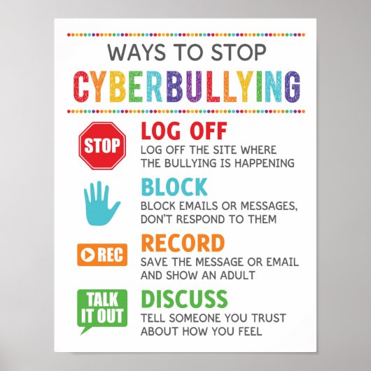 MANIEREN OM Cyberbullying School Anti Bully tegen  Poster (Voorkant)