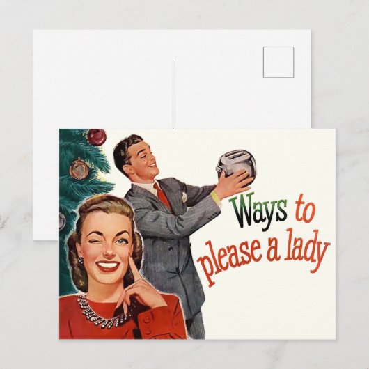 Manieren om een dame te behagen, grappige kerstvin briefkaart (Voorkant / Achterkant)