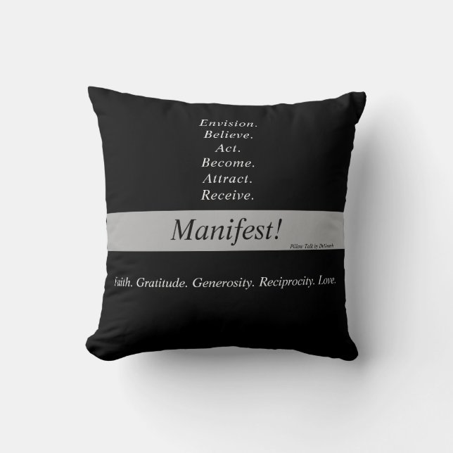 Manifest! 16x16 tweezijdig Sierkussen - Zwart v5 (Voorkant)