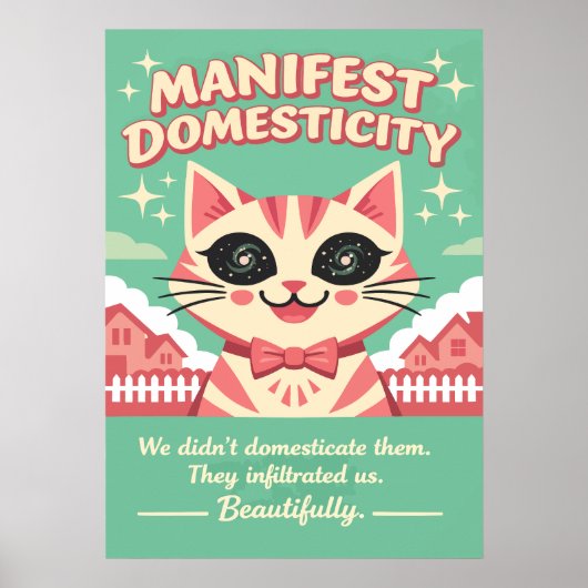Manifest Domesticity Cat Illustration Poster (Voorkant)
