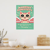 Manifest Domesticity Cat Illustration Poster (Keuken)