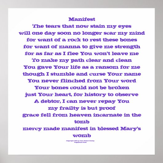 Manifest (gebed) poster (Voorkant)