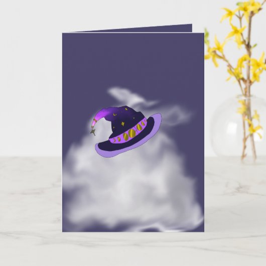 Manifest Magic Witch Hat Folded Halloween Card Kaart (Gele Bloem)