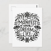 Manifest uw droomleven spirituele bevestiging briefkaart (Voorkant / Achterkant)