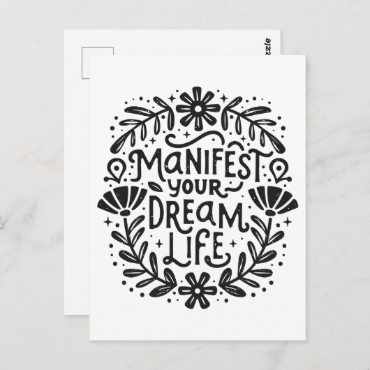 Manifest uw droomleven spirituele bevestiging briefkaart (Voorkant / Achterkant)