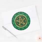 Manifest Your Magic Golden Pentacle Nature Green Ronde Sticker (Envelop)